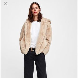NWOT Faux Fur Hoodie Coat